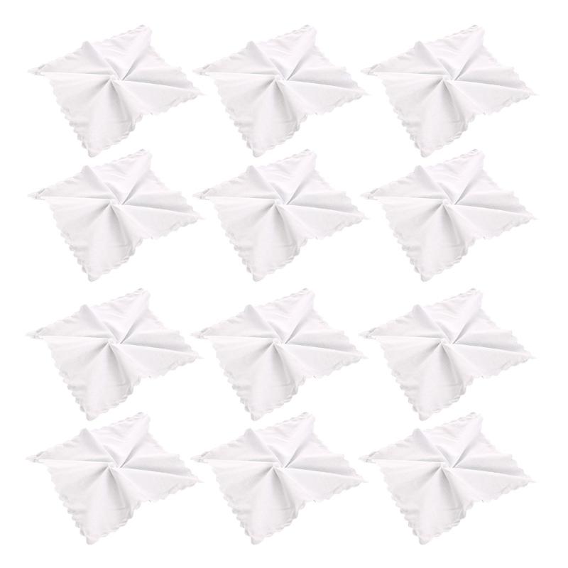 12Pieces White Embroidered Edge Cotton Handkerchiefs Soft Absorbent Reusable for Gym Office and Daily Use 1