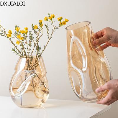 Vaso in vetro colorato di forma speciale minimalista moderno per composizioni floreali da scrivania in soggiorno decorazioni per la casa in stile nordico vasi