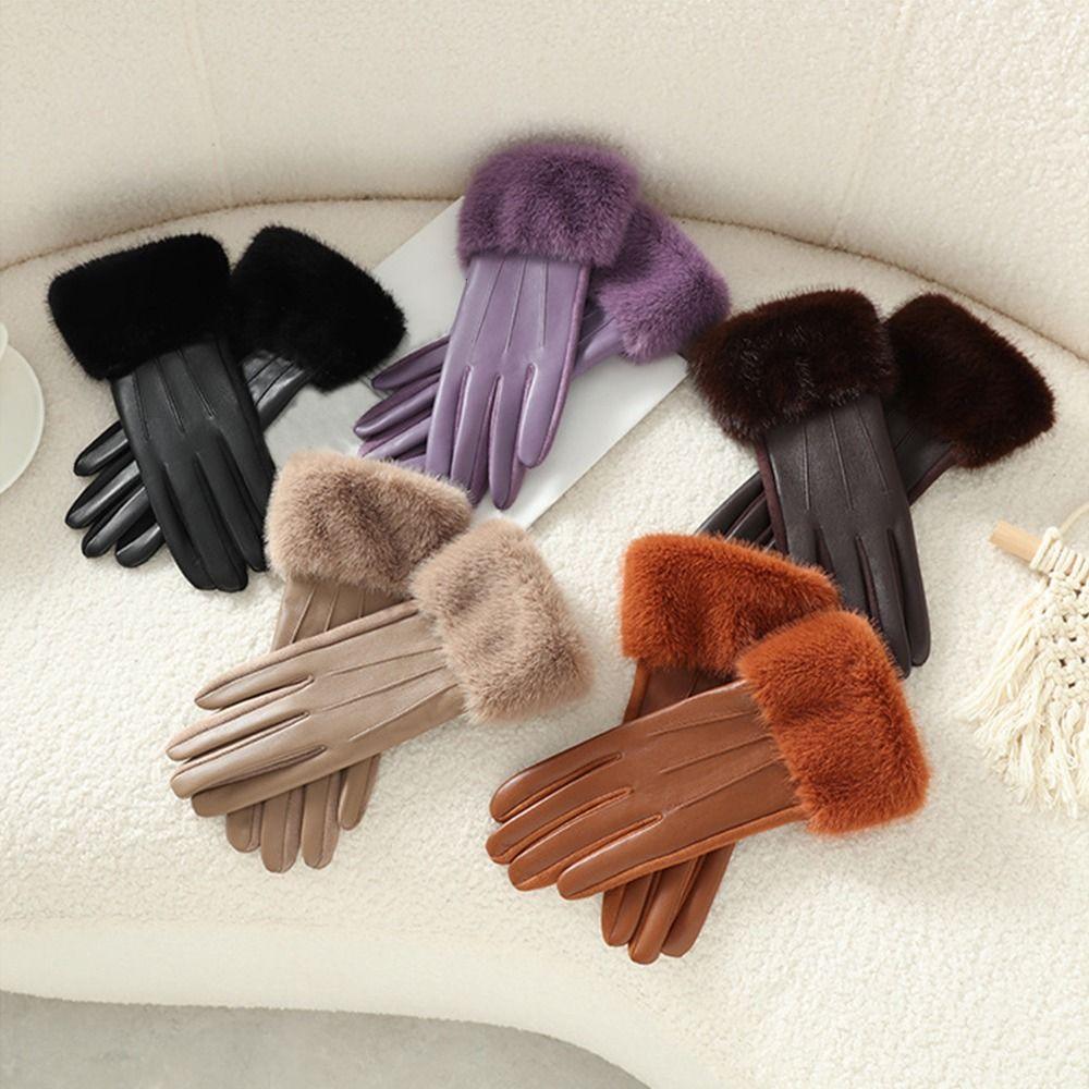 Solid Color Female Touchscreen Gloves Thermal Lined Women's Winter Thermal Gloves Party Events