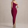 Slant Neck Suspender Women's Dress Sexy Pleated Slim-fitting Irregular Hem Dress