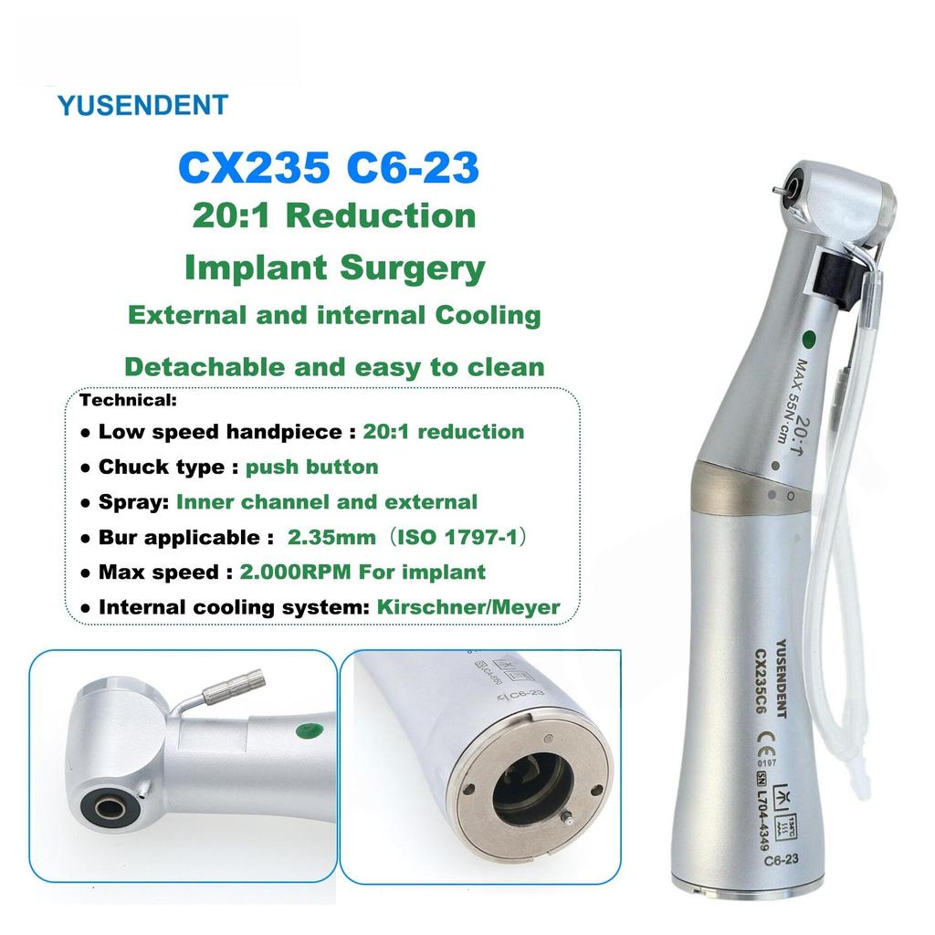 COXO YUSENDENT 20:1 Implant Handpiece Dental Surgical Contra Angle Fiber Optic CX235 C6-23 Compatible NSK Ti-Max