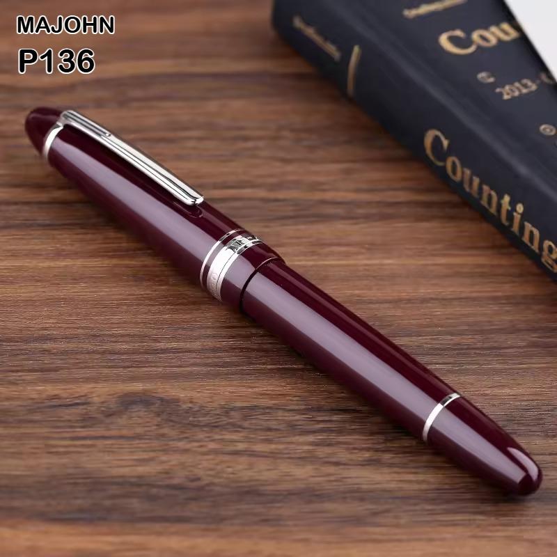 MAJOHN Titanium Alloy Ti-136 Piston Fountain Pen Anti-slip EF/F Metal Brushed Hammer Pattern Version Writing Gift Pen Stationery