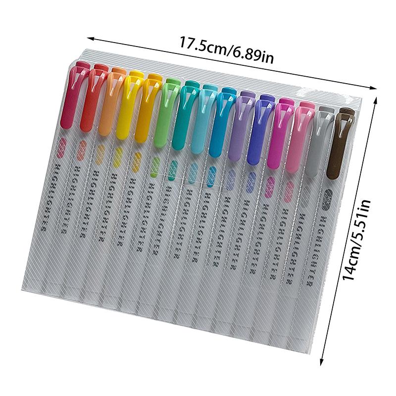15 Colors Double Headed Highlighter Pen Set Fluorescent Drawing Markers Highlighters Pens Art Japanese Cute Pastel Stationery
