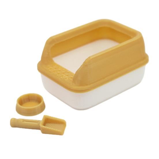 3Pcs Mini Cat Litter Box Set for 1:12/1:6 Doll Houses Handcrafted Food Bowl Tiny Scoop Miniature Scene Model Doll Home Decoration Toy