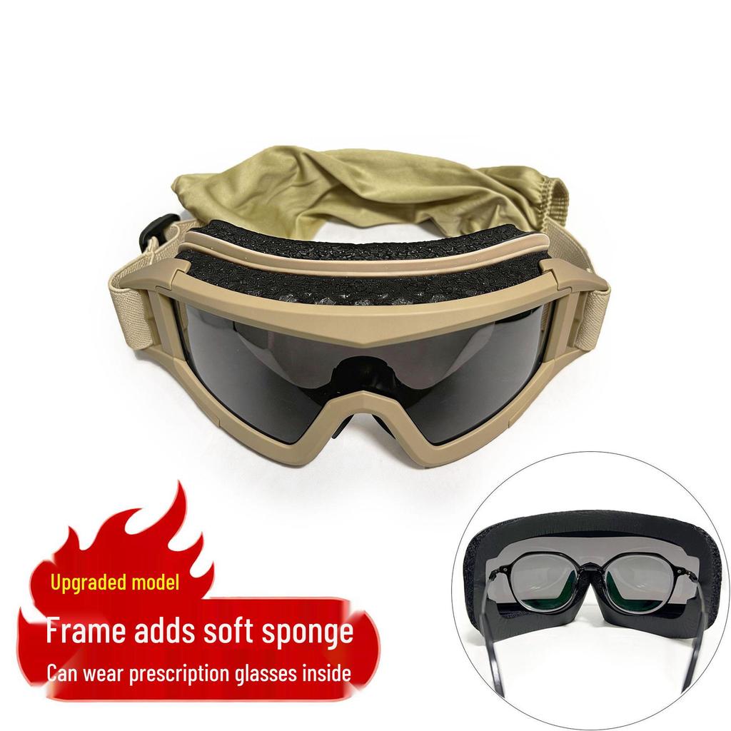 Impact-Resistant Tactical Combat Goggles - Windproof & Sandproof Shooting Glasses for Outdoor Use