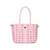 MCM Borsa a mano Liz con logo, chiusura a gancio, in ecopelle, borsa a tracolla, piccola, da donna, color pesca