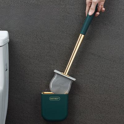 Silicone Toilet Brush With Holder Set Luxury Wall-Mounted Cleaning Brush Toilet Wash Brush For WC Bathroom Accessories