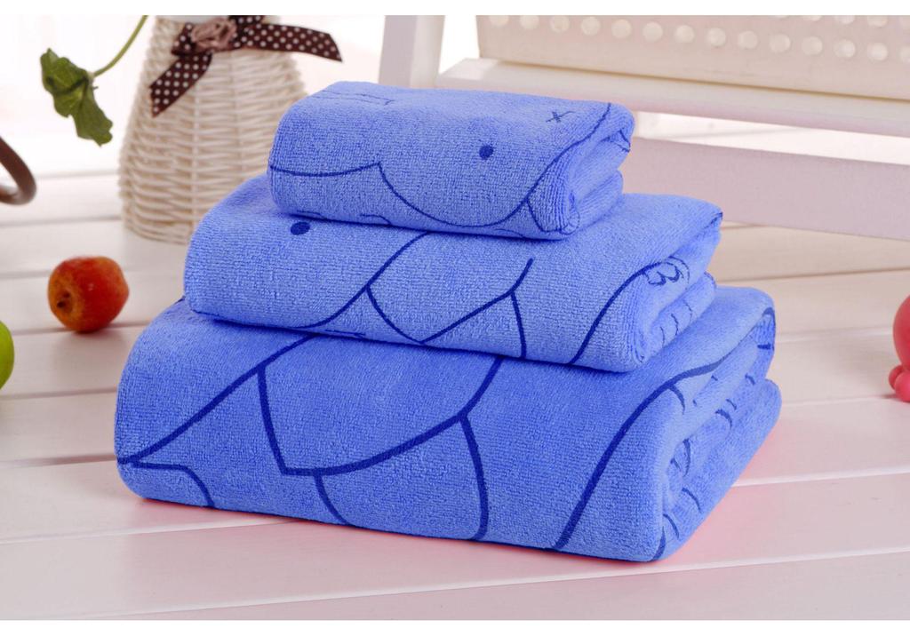 Cartoon Bath Towel Set: Absorbent, Large, 3-Piece Gift Box for Women