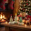 Crystal Holiday Decor Handmade Glass Christmas Tree Ornament with Star Top And Colorful Bead Details, Decorative Tabletop Trees Desktop Rotating