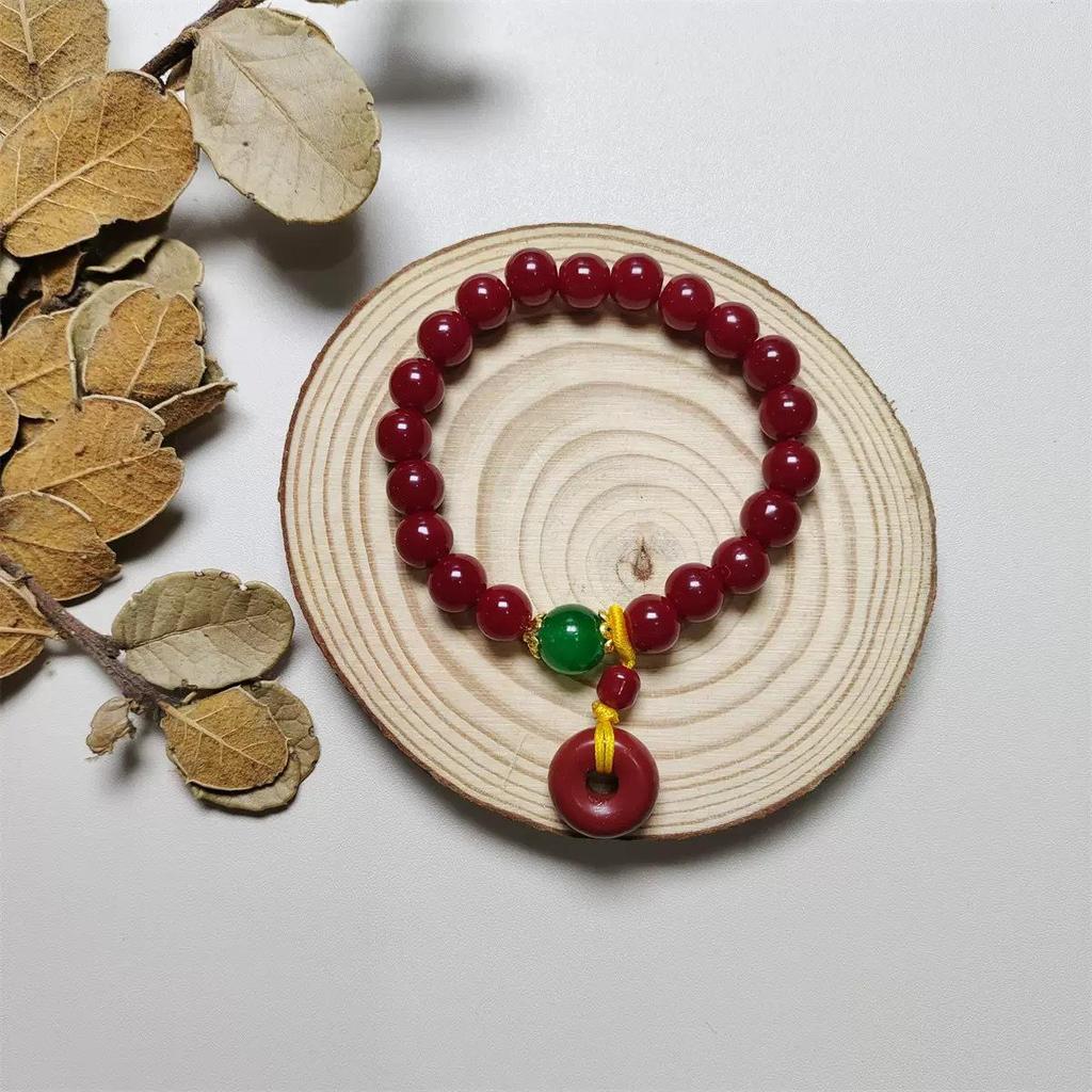 Cinnabar Purple National Style Lotus & Elephant Hand String Bracelet Set