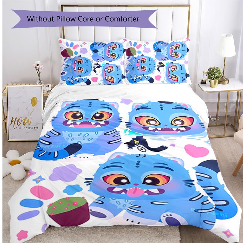 Kpop Demon Hunters Pattern Printed 3PCS Bedding Set, Soft Skin-Friendly Washable Duvet Cover & Pillowcases Set