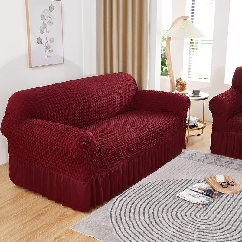 Vysoce elastický potah na pohovku s bublinkovou mřížkou 1/2/3/4 s lemem sukně, All Season Universal Pet Anti Dirt