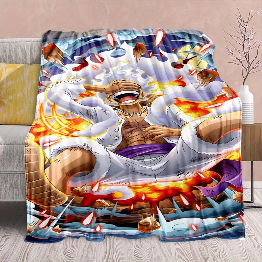 One Piece Anime Flannel Blanket - Soft Warm Perfect for Sofa, Bedding Camping Travel Office Home Decor -QJY
