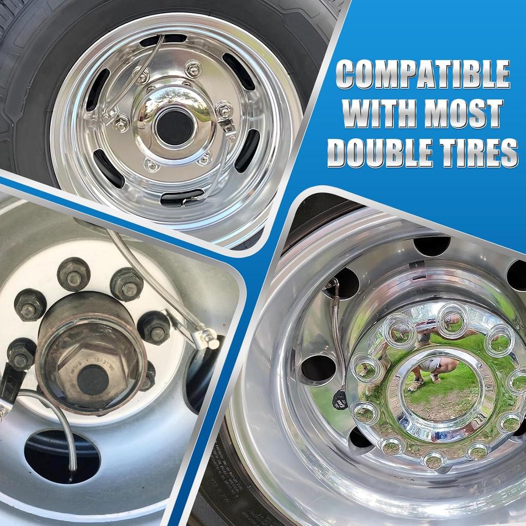 Double Tires Air Inflation Kit - Dually Valve Stem Extenders Kit for Easy Connection To Tire Valves and Equipment, Valve Stem Extenders for Easy Tire