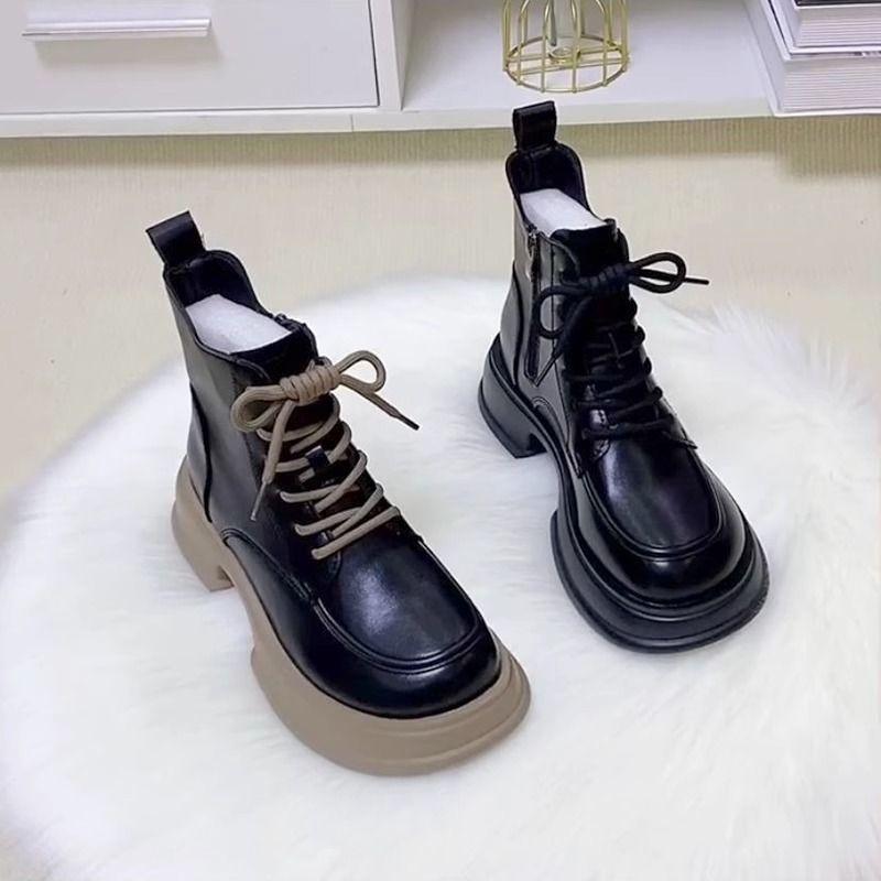 Thick-soled Martin boots women's autumn and winter 2025 new round-headed muffin bottom fashion versatile British style short boots fashion boots