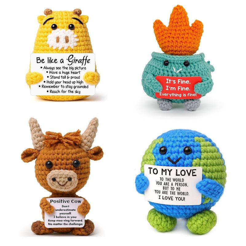 Crochet Pocket Hug Hand-woven Positive Energy Dolls Finished Alien Ornaments Knitted Crafts Desktop Miniature Mother's Day Gifts