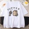 2026 Summer Hot Sale Korean Version Retro Minimalist Cat Printed Summer Tshirt Casual Loose Couple Thin Short Sleeve Unisex Unisex