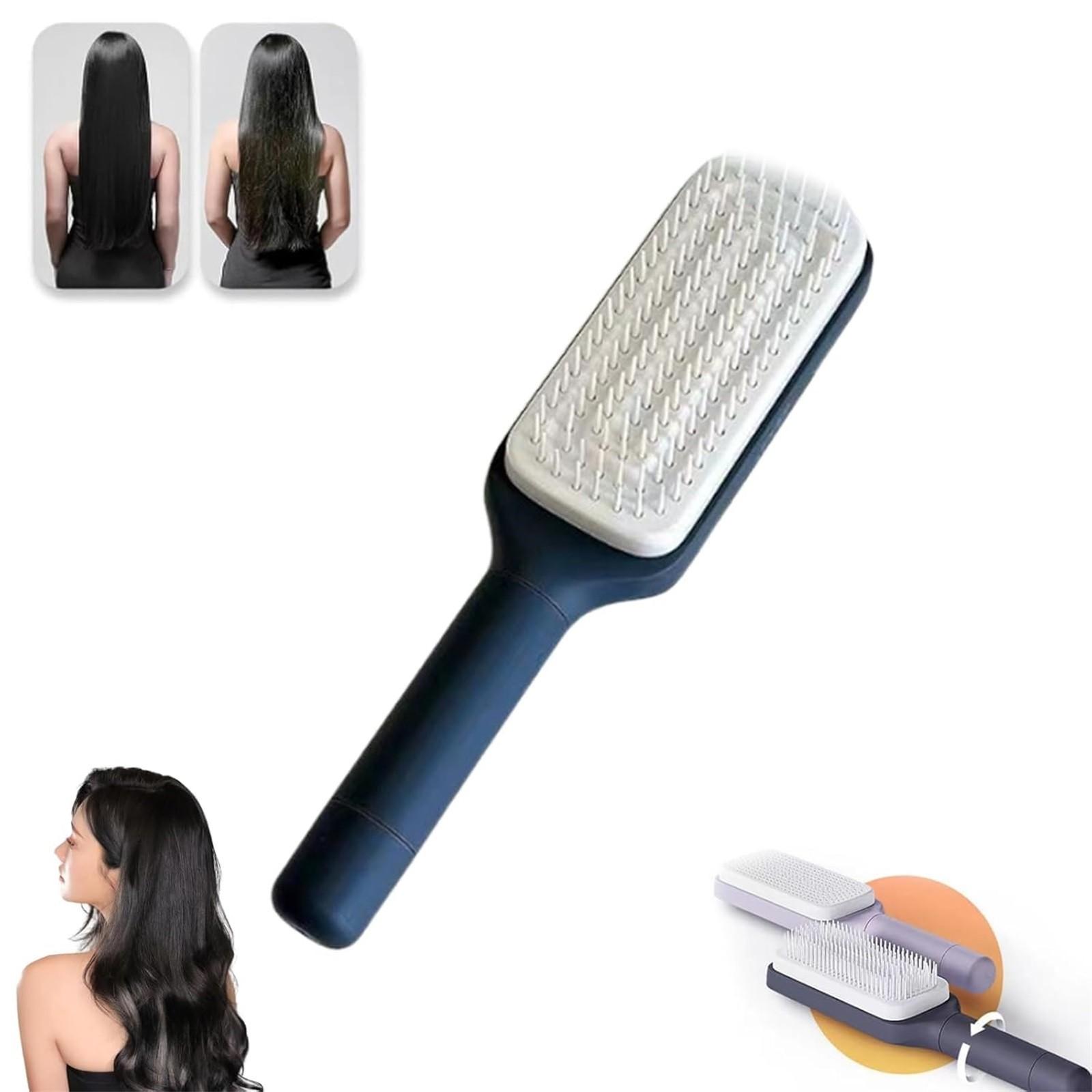 

Massage Comb Anti-static Rotating Telescopic Hair Comb Hair Comb Clean Bag Comb Button Lift Cushion One Size світло-сірий колір