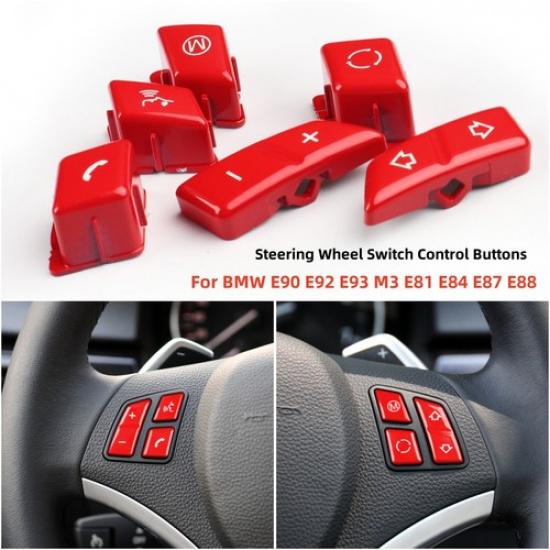 

Red Steering Wheel Button Interior Trim Cover For BMW E90 E92 E93 325i 335i 6PCS