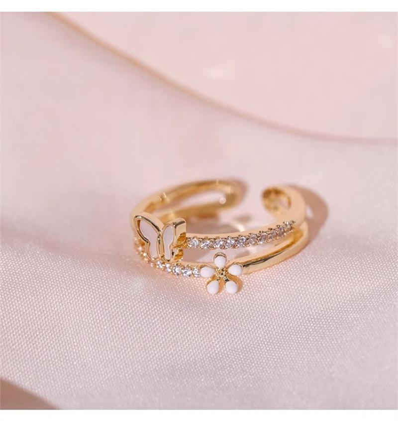 White Fritillary Butterfly Ring 2025 New Niche Design Ring Light Luxury Premium Sense Open Index Finger Ring