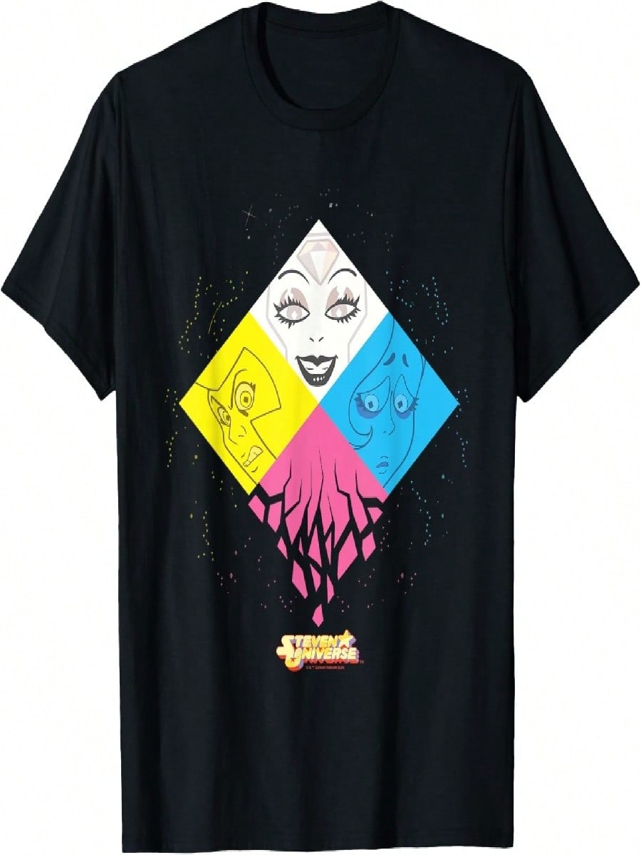 Cartoon Networks Steven Universes The Great Diamond Authority Unisex-Adults Kids Black T-Shirt S разноцветный