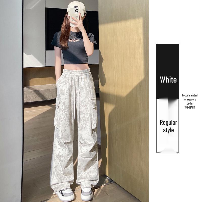 Women s High Waist Tie-Dye Wide Leg Pants - Black Camouflage (Spring/Autumn) 2026 S 80-95 lbs