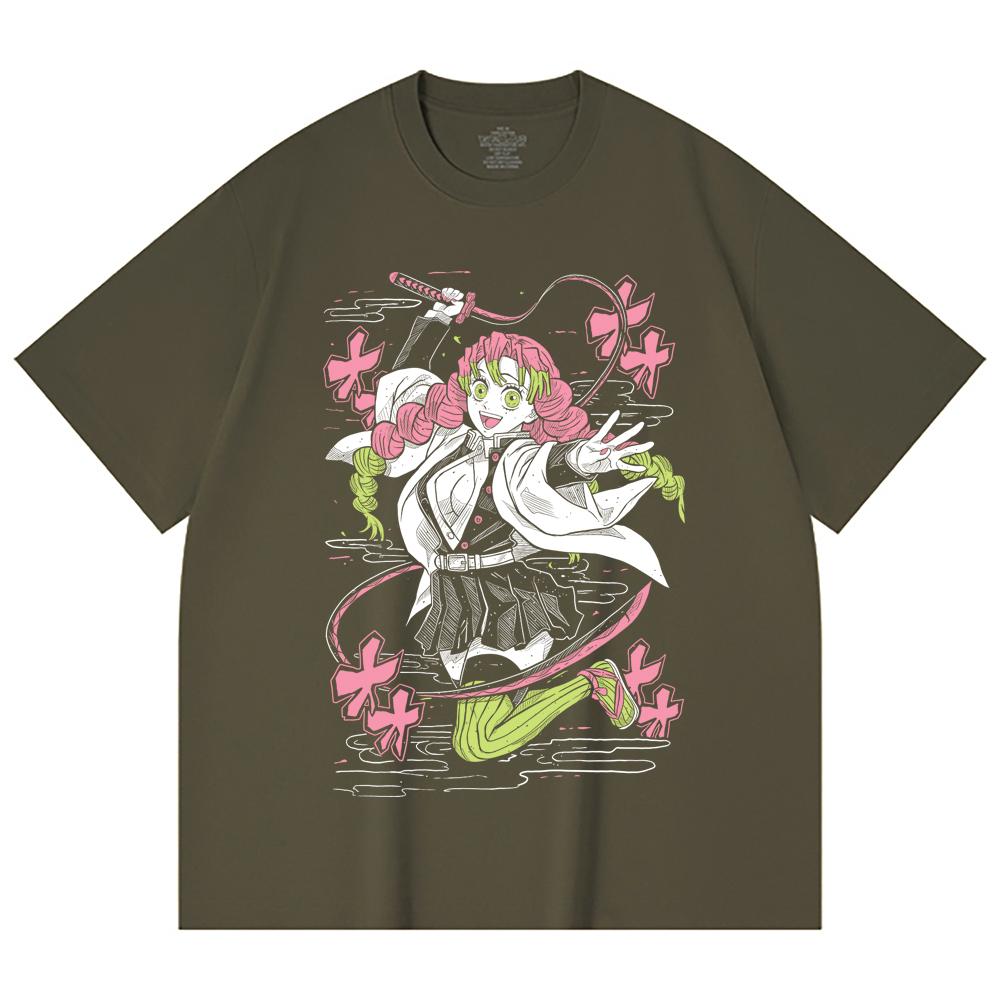 230 Gsm 100% Cotton Demon Slayer V49 Mitsuri Print Unisex Heavy Cotton T Shirt