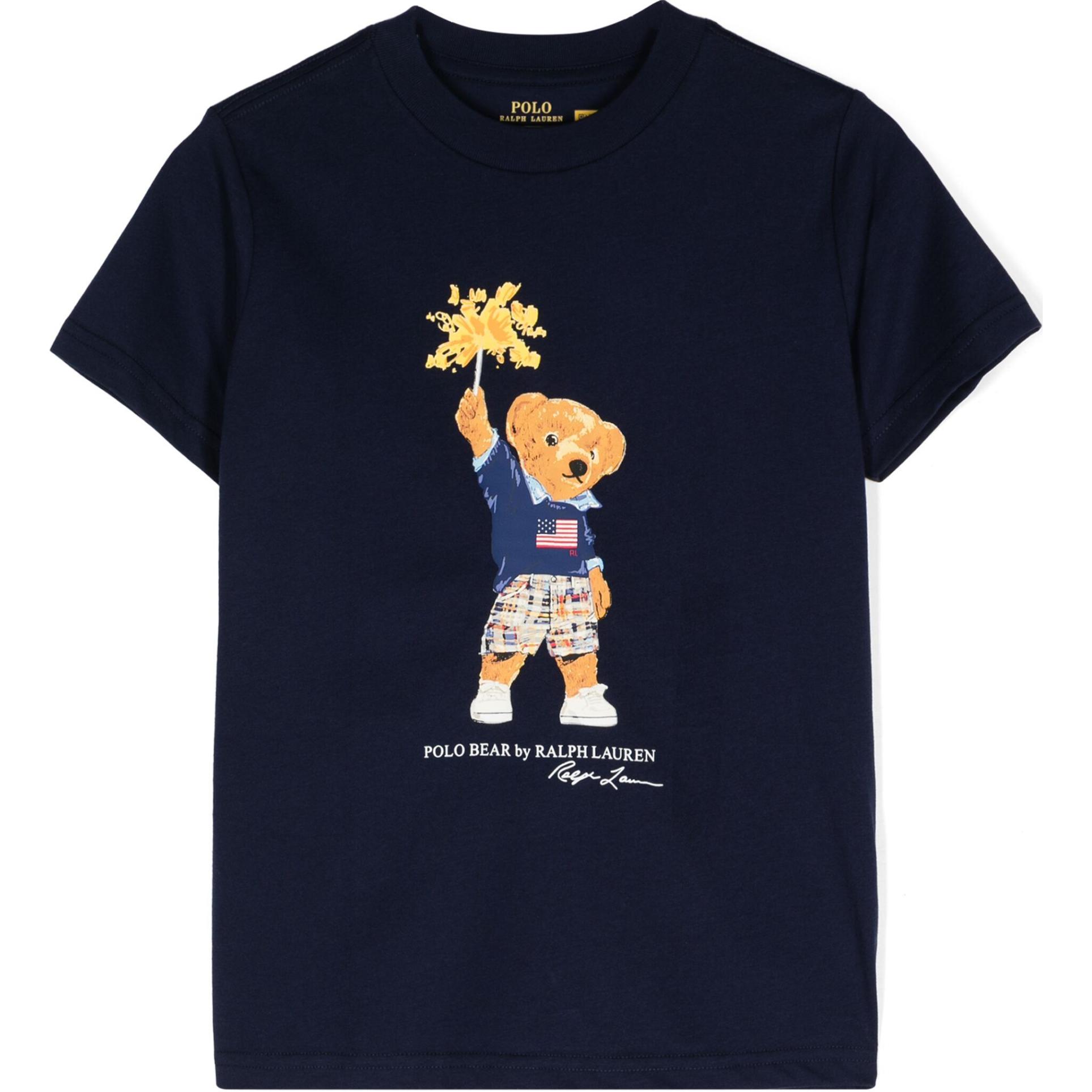 

Детская футболка с коротким рукавом и круглым вырезом Polo Ralph Lauren с принтом логотипа в виде мишки и букв, темно-синяя 323853828-033 L