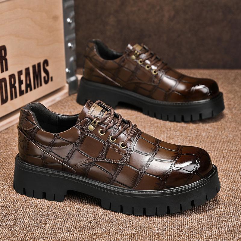 

Men s Business Comfort Oxford Shoes Autumn Trendy Casual Leather Shoes Quality Rubber Thick Soled Non Slip Leather Shoes 44 бронзовый