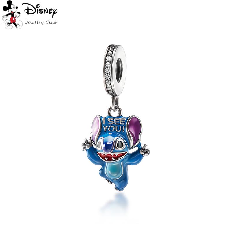 Silver 925 Disney Cartoon Charm Fit Original Bracelet Mickey Winnie Stitch Pooh Bead Pendant DIY Jewelry Making Accessories Gift
