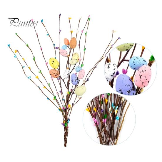 26 buc. Viță de vie artificială de Paște cu ouă pastelate și fructe de pădure Tulpini florale de primăvară Ouă de Paște Ramuri de crenguță pentru aranjament floral Home Decor