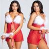 Women's New Christmas Sexy Deep V Split Perspective Wool Net Yarn Handcuffs Sexy Lingerie