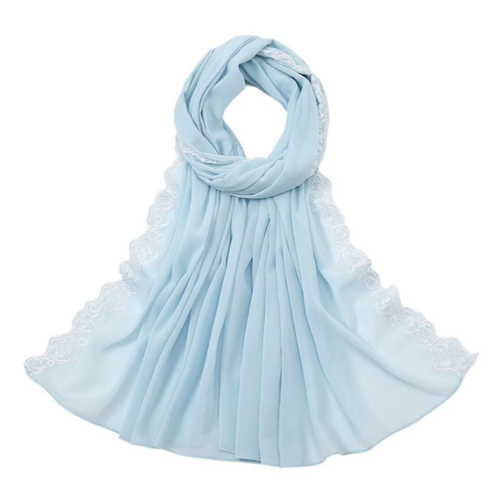 Embroidered Lace Women Long Shawls Solid Colors Summer Wraps Headscarf Hijab Cover  Female Shawl