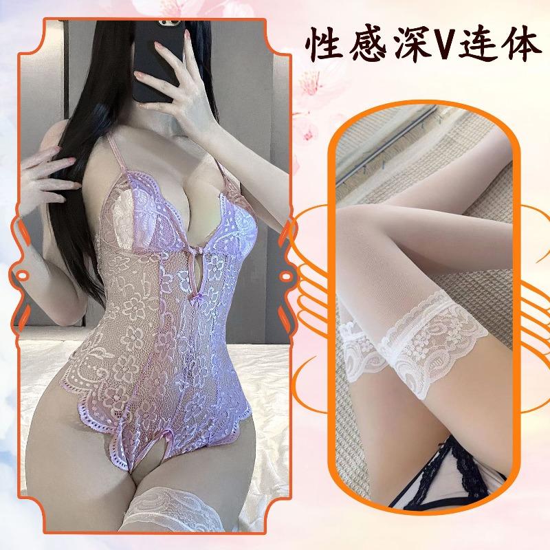 Sexy lingerie sexy free pajamas lace uniform hot open flirting seduction onesie suit women