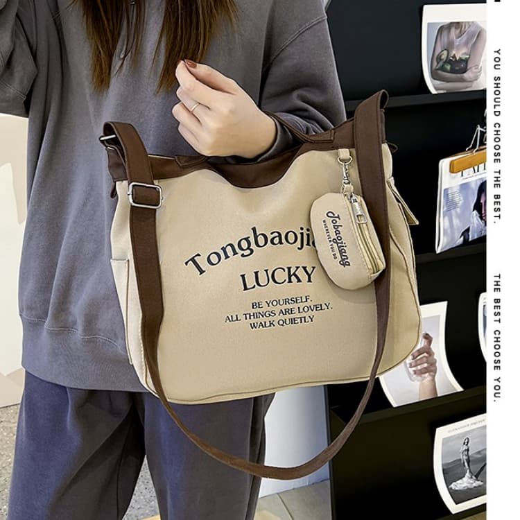 Japanische und koreanische Schultertasche mit großem Fassungsvermögen Damen-Canvas-Tasche