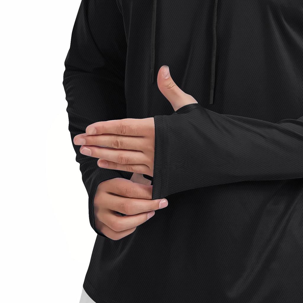 Sports Fitness Men's Hooded Long-Sleeved Sweatshirt, High-Elastic Quick-Drying Running Pullover Top