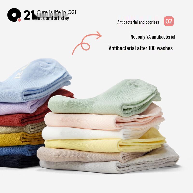 Q21 Kids' Sweat-Wicking Antibacterial Cotton Crew Socks