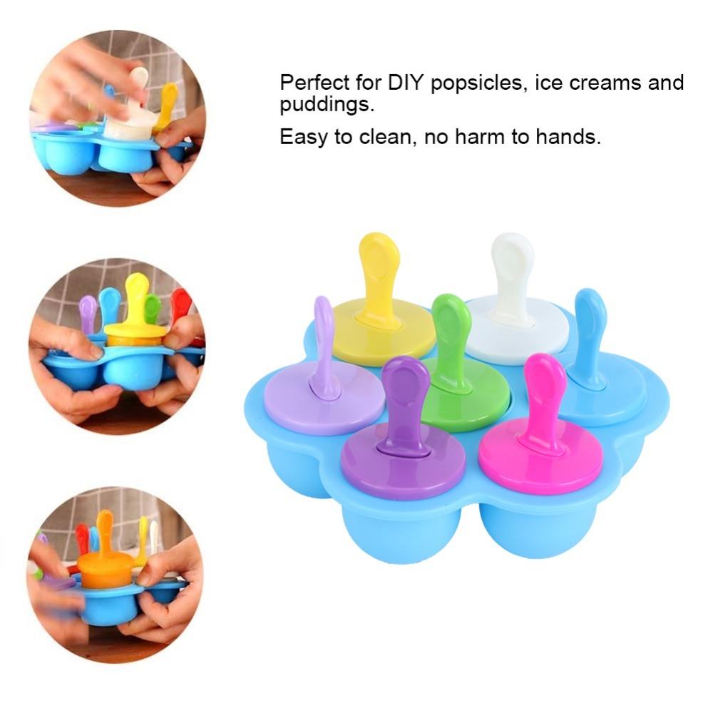 Non Stick Popsicle Molds Reusable Silicone DIY Mold Ice Cream Making Mold Kids Ice Cream синий