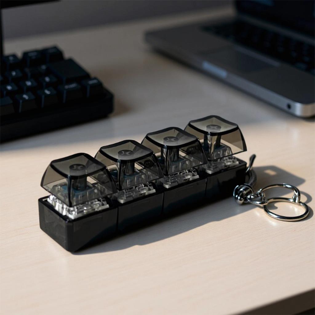 Mechanical Keyboard Luminous Transparent Shaft Decompression Toy, Crystal Keycap High Decompression Toy School Bag Pendant