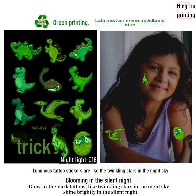 Children's Halloween Pumpkin Glow-in-the-Dark Cartoon Temporary Tattoo Stickers