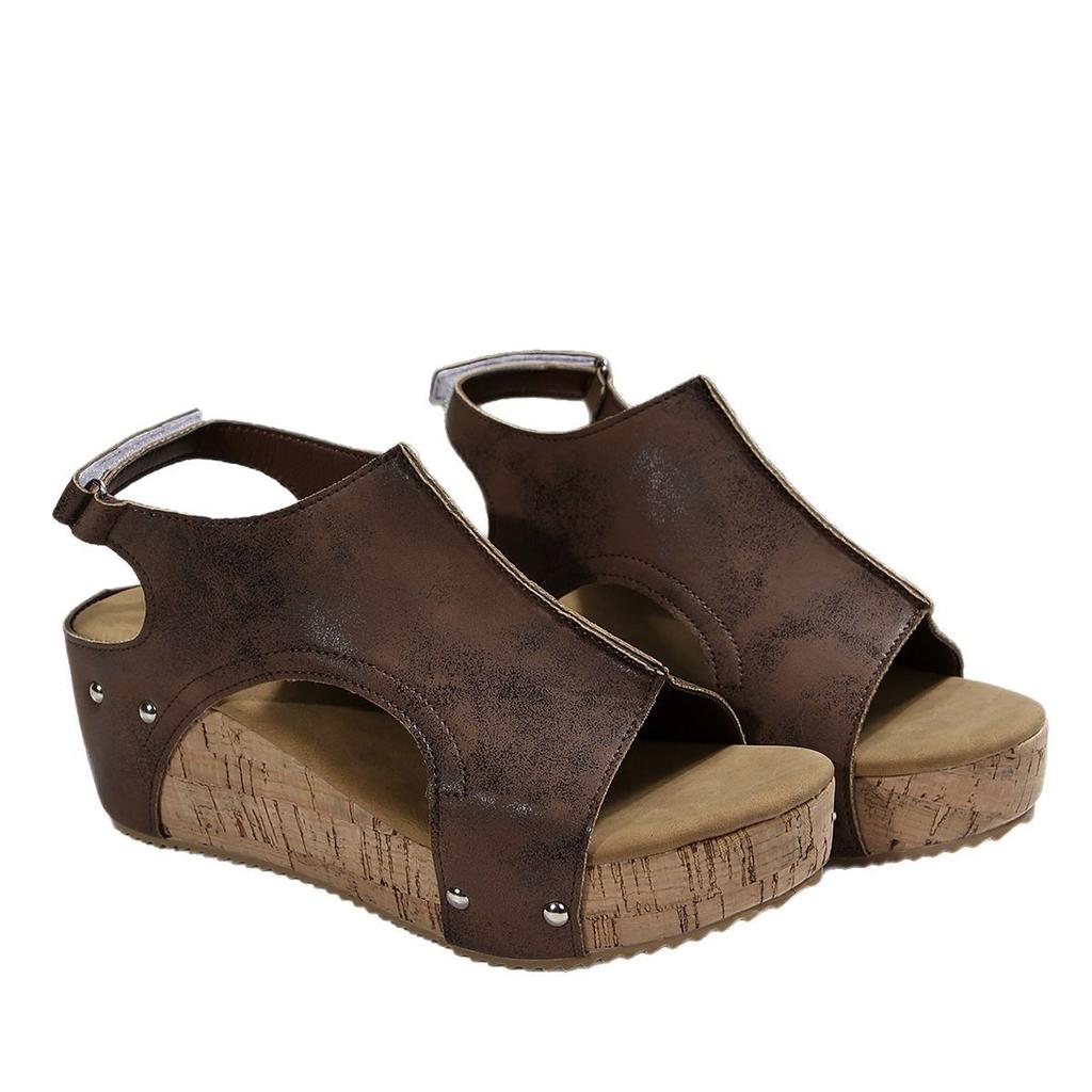 2025 Foreign Trade New Summer Women's Platform Wedge Sandals Plus Size Fish Mouth Wedge Sandals Platform Sandals