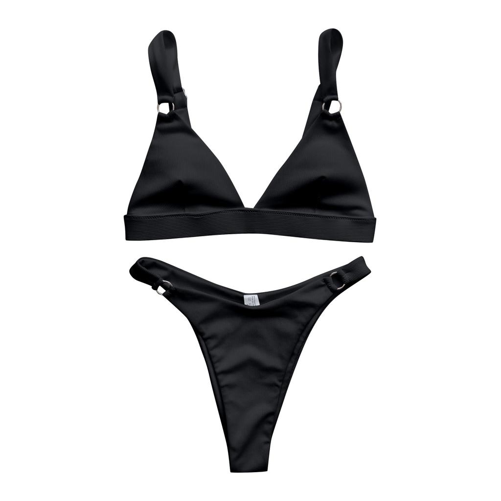 Women's Bikini Solid Set Swimsuit Two Piece Filled Bra Swimwear Beachwear