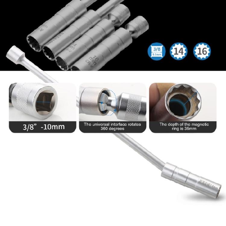 Thin Wall Magnetic Spark Stop Socket 14/16mm Extended 3/8 Drive 12Point For Car Motorcycle Engine Maintenance