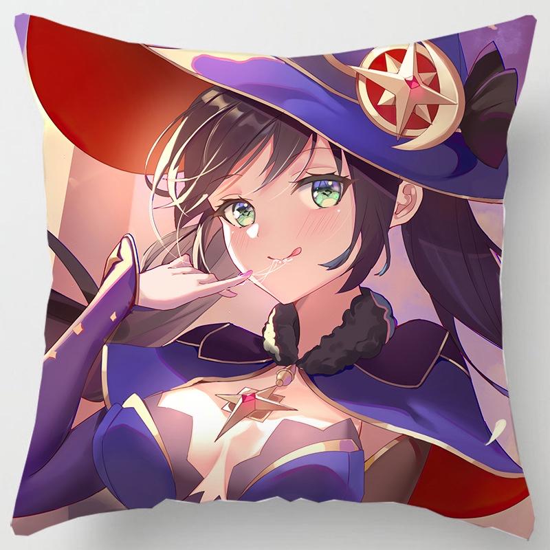 Genshin Impact Cushion Cover Back Support Pillow Case Soft Sofa Decoration 18in