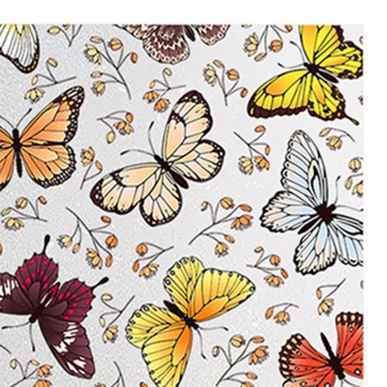 Frosted Static Glass Sticker Geometric Butterfly Jigsaw Decorative Static Window Cling UV Sun Blocking Privacy Film for Home Office Bathroom