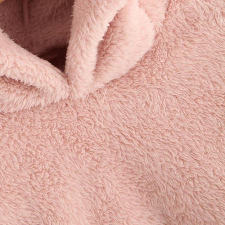 Women Cozy Fleece Pullover Hoodie Long Sleeve Plush Sweatshirt Warm Bear Ear Teddy Hooded
