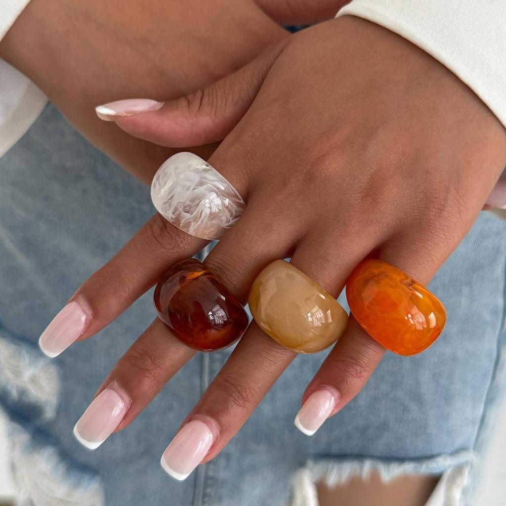 Y2K Színes Átmenetes Átlátszó Műgyanta Gyűrű Vízcsepp Vintage Temperamentum Sima Akril Ujjgyűrű Báj Aestetics Ékszer