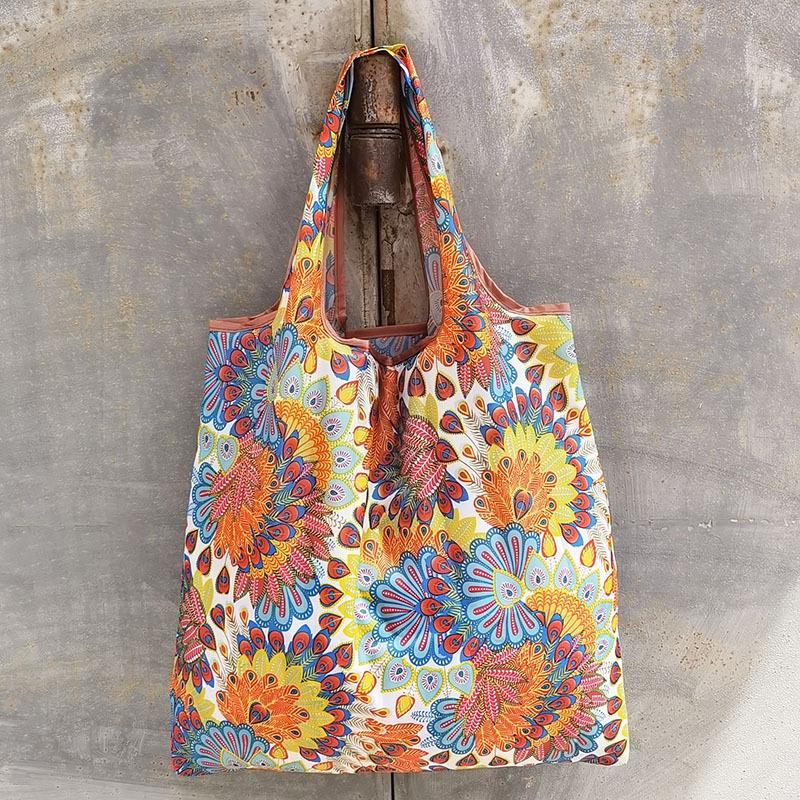 

Large Capacity Leopard Print Shoulder Tote Bag, Foldable Nylon Handbag for Women, Fixed Straps