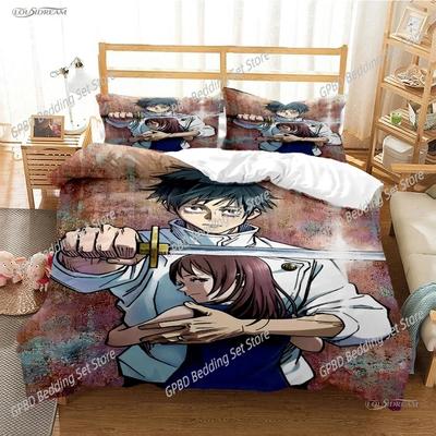 Cartoon Anime Jujutsu Kaisen Duvet Cover Comforter Bedding Set Soft Quilt Cover and Pillowcas for Teens Single Double Queen King