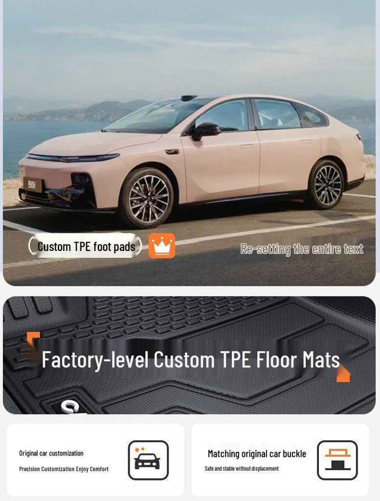 Leapmotor B01 Floor Mats Set: TPE Full Surround, Rear Row & Trunk, Waterproof, New Style.